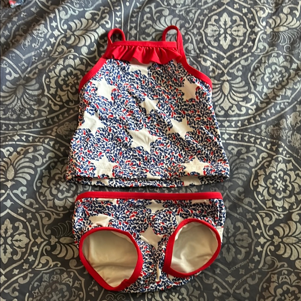 Red and Blue Star Patterned Swimsuit Set